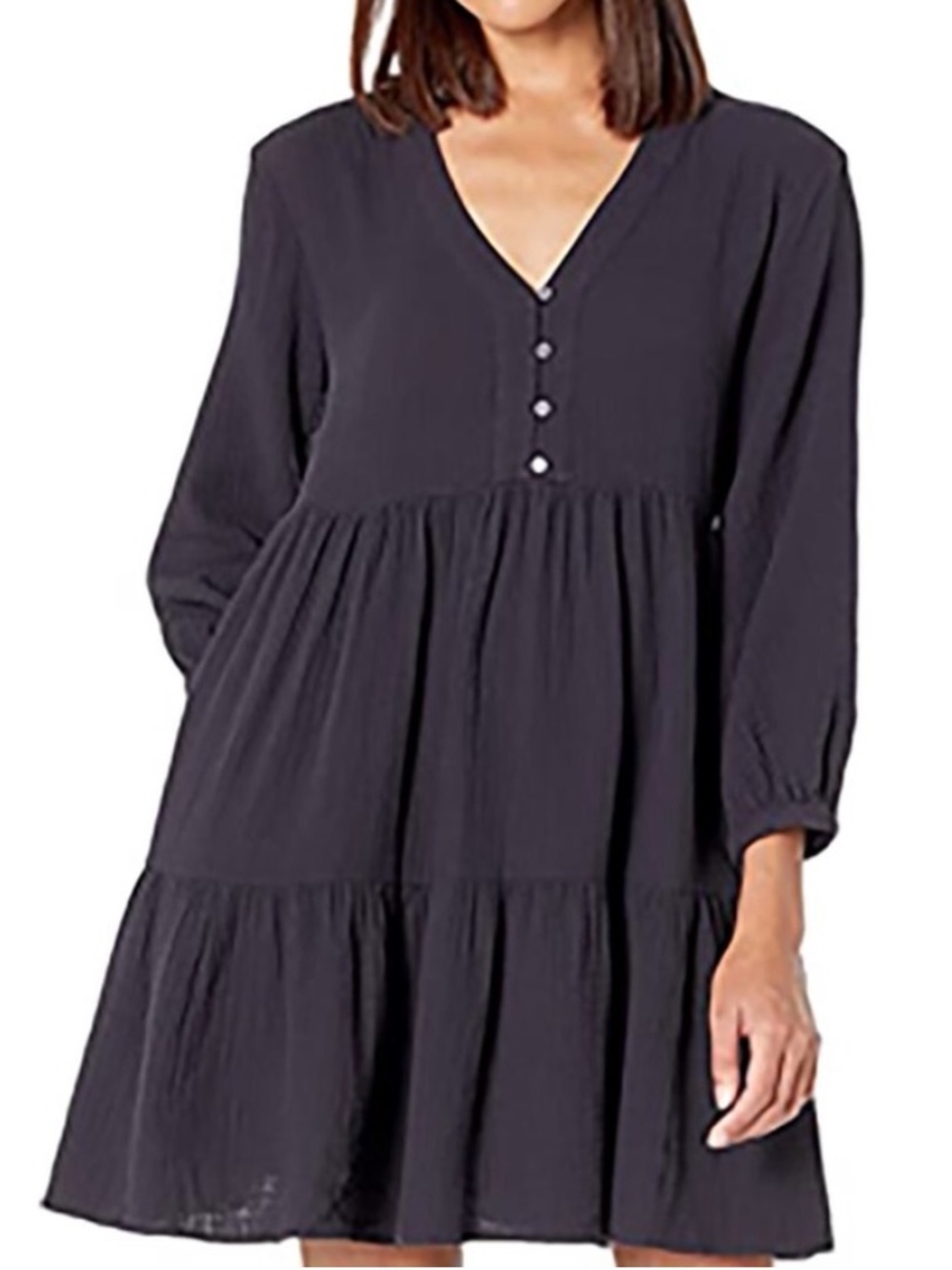 Madewell Gauze V-Neck Tiered Long-Sleeve Fall Dress